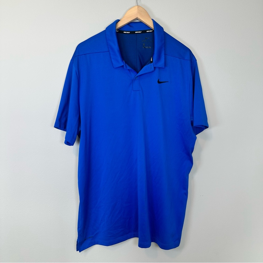Nike Golf Dri-fit Men's Polo Shirt Royal Blue With Black Speckle Outdoor Cooling